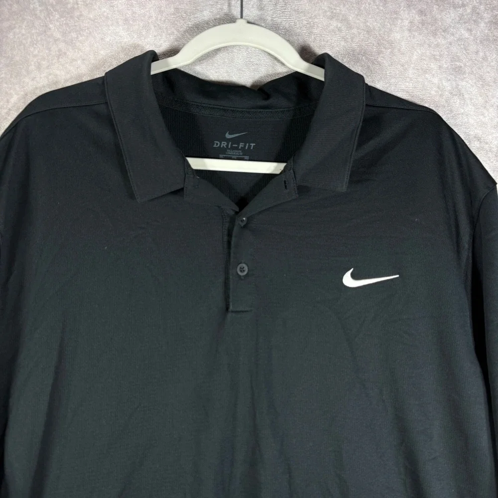 Nike Polo Shirt Mens Size 3XL Black Dri-Fit Golf Short Sleeve Swoosh Performance